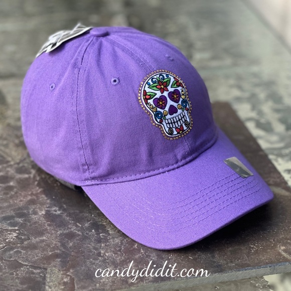 NWT Candy Did It! One Of A Kind Purple Sugar Scull Twinkle Bling Ball Cap - Picture 7 of 8